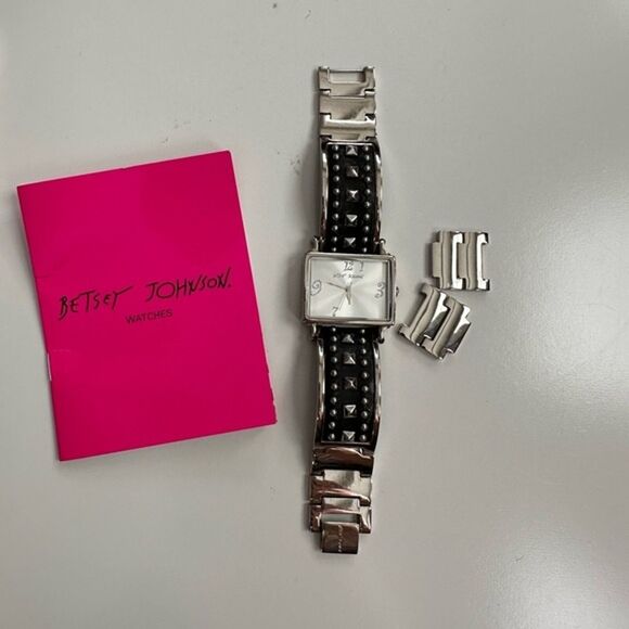 Betsey Johnson Studded Black and Silver Watch Y2K main image 8